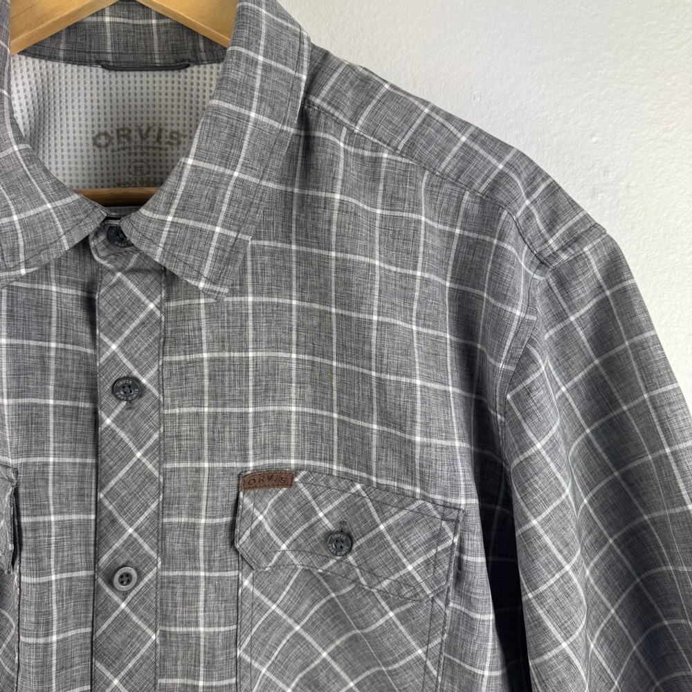 ORVIS Mens short sleeve button performance plaid shirt white/gray‎ - XL